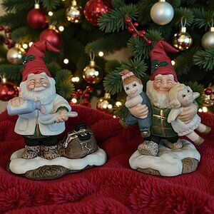VTG Santa's Elk's Set Of 2 Ceramic Figurines Dr B Well & Hamlet Doll Maker Appr.